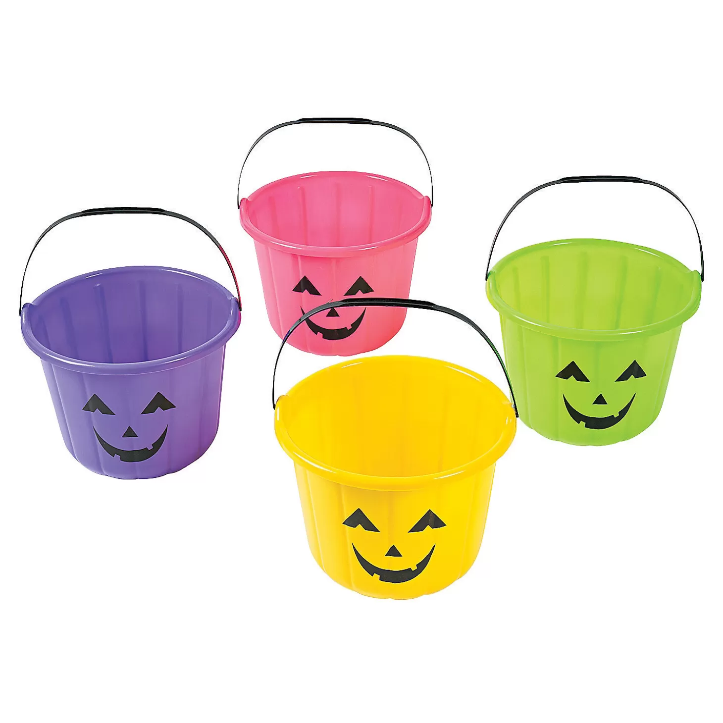 Outlet Neon Jack-O'-Lantern Bpa-Free Plastic Trick-Or-Treat Buckets - 12 Pc. Halloween Bags