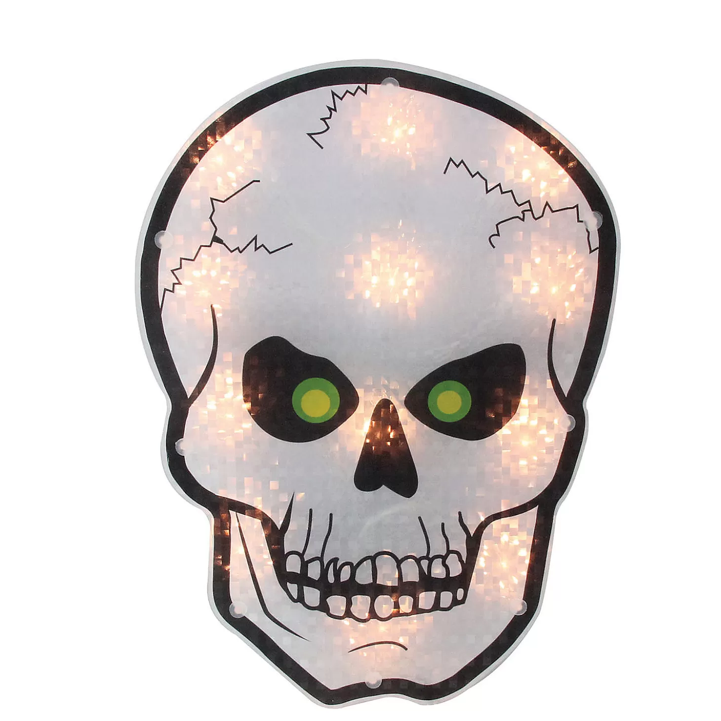 Shop Northlight 12" Silver And Black Holographic Lighted Skull Halloween Window Silhouette Decoration Skulls & Skeletons