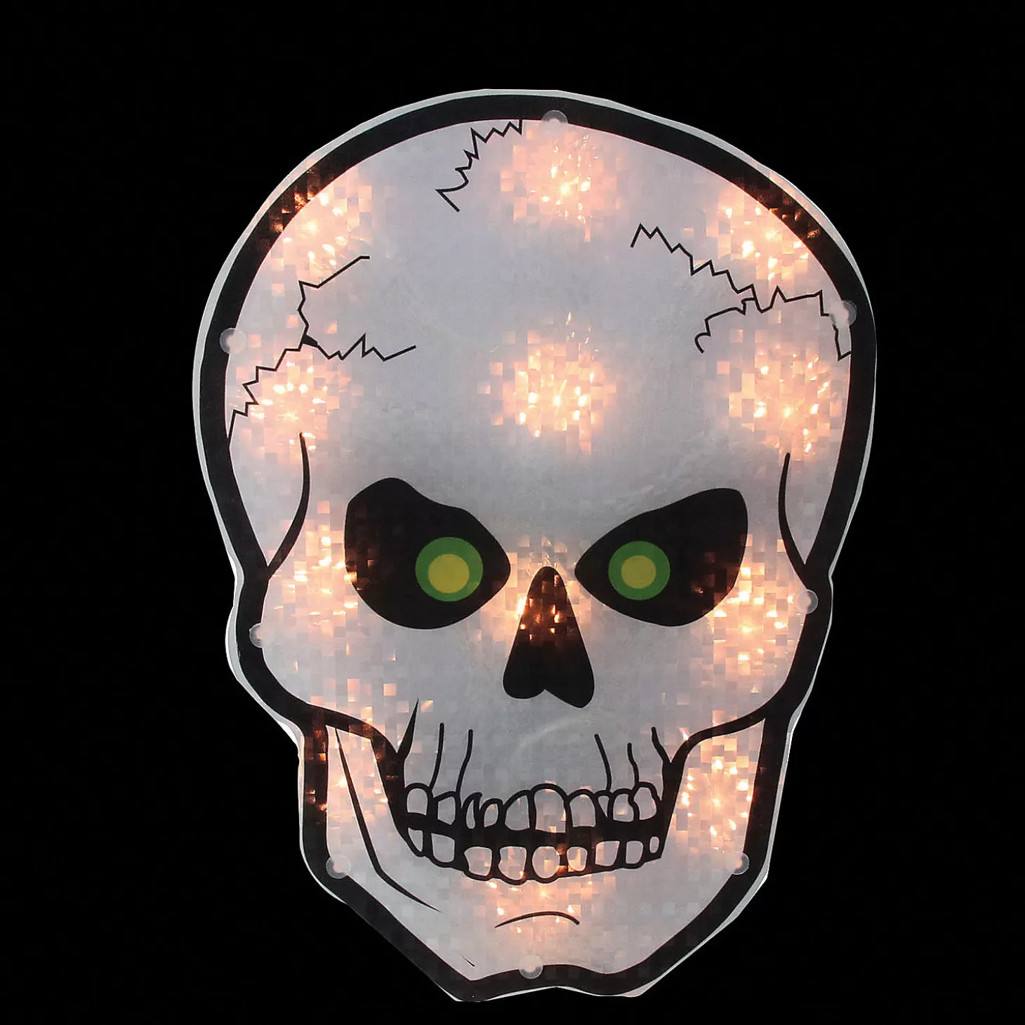 Shop Northlight 12" Silver And Black Holographic Lighted Skull Halloween Window Silhouette Decoration Skulls & Skeletons