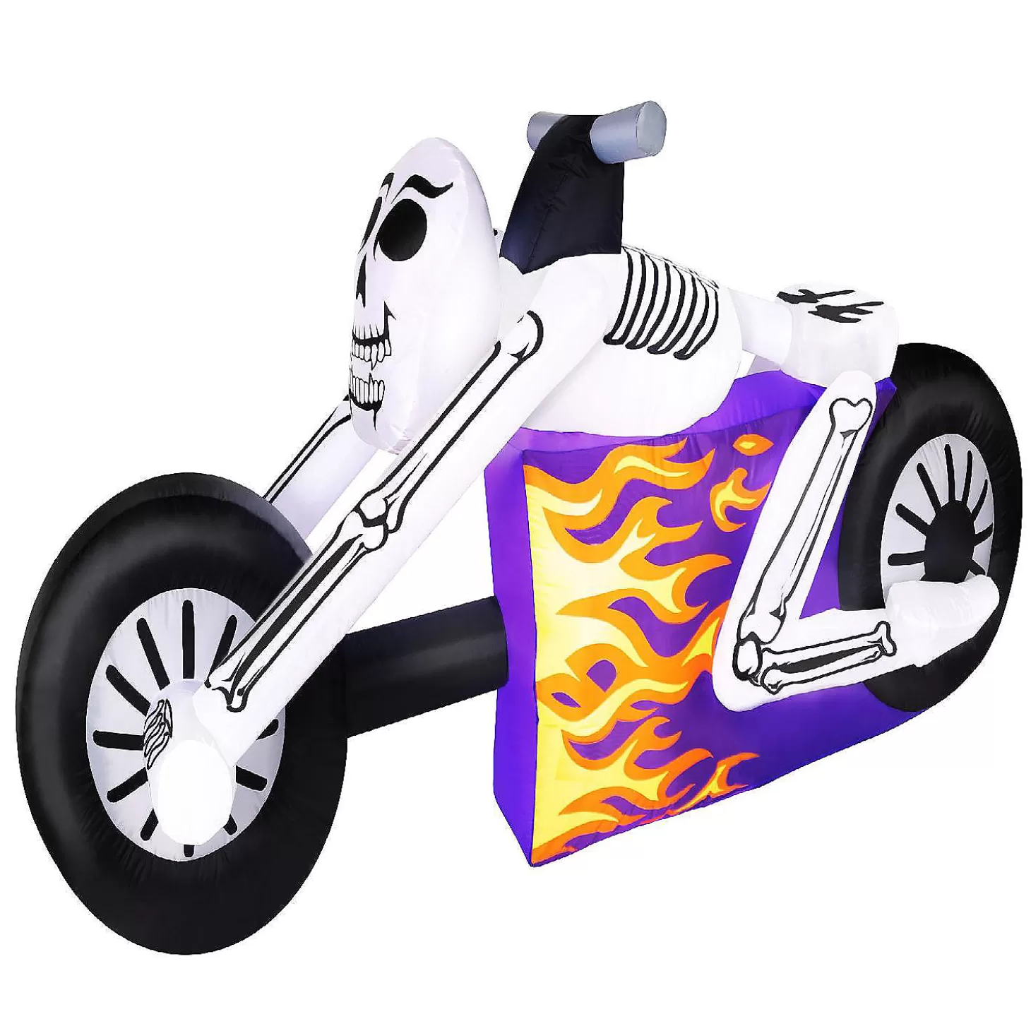 Store Occasions 7.5' Inflatable Skeleton Cycle , 3 Ft Tall, Multicolored Skulls & Skeletons