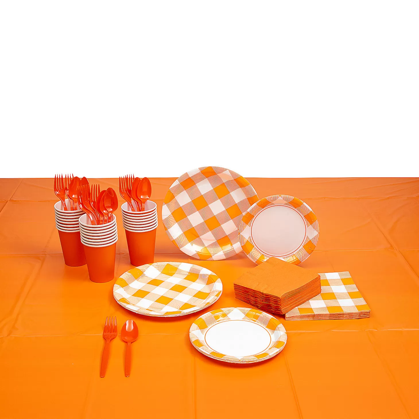 Shop Orange Plaid Tableware Kit For 24 Guests Halloween Fun Kits