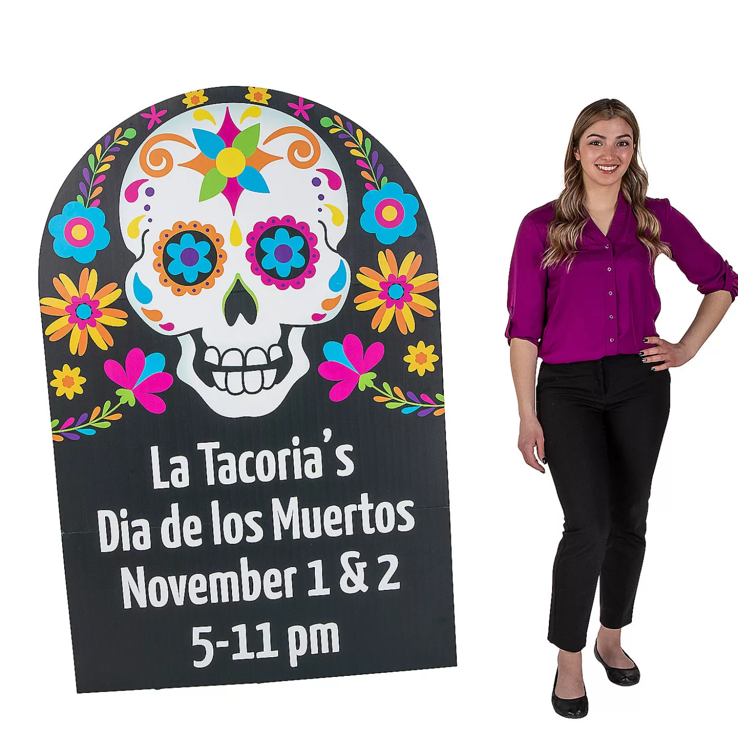 Online Personalized Day Of The Dead Party Cardboard Cutout Stand-Up Personalized Halloween Supplies