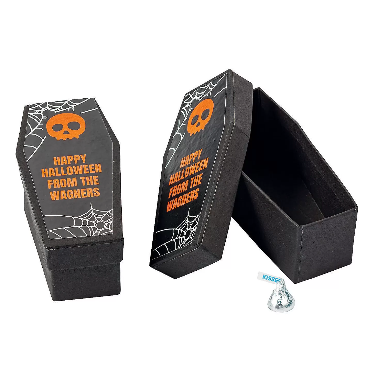 New Personalized Mini Coffin Box With Lid Kit - 12 Pc. Halloween Bags