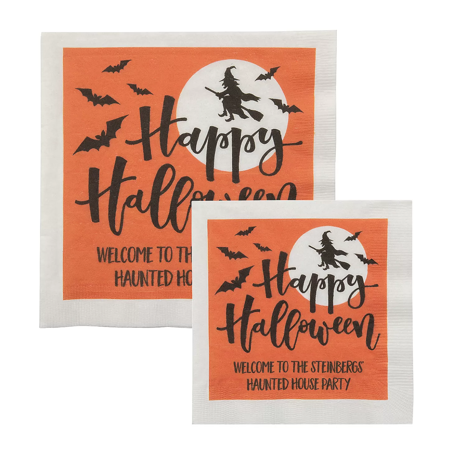 Outlet Personalized Orange Halloween Napkins - 50 Pc. Personalized Halloween Supplies