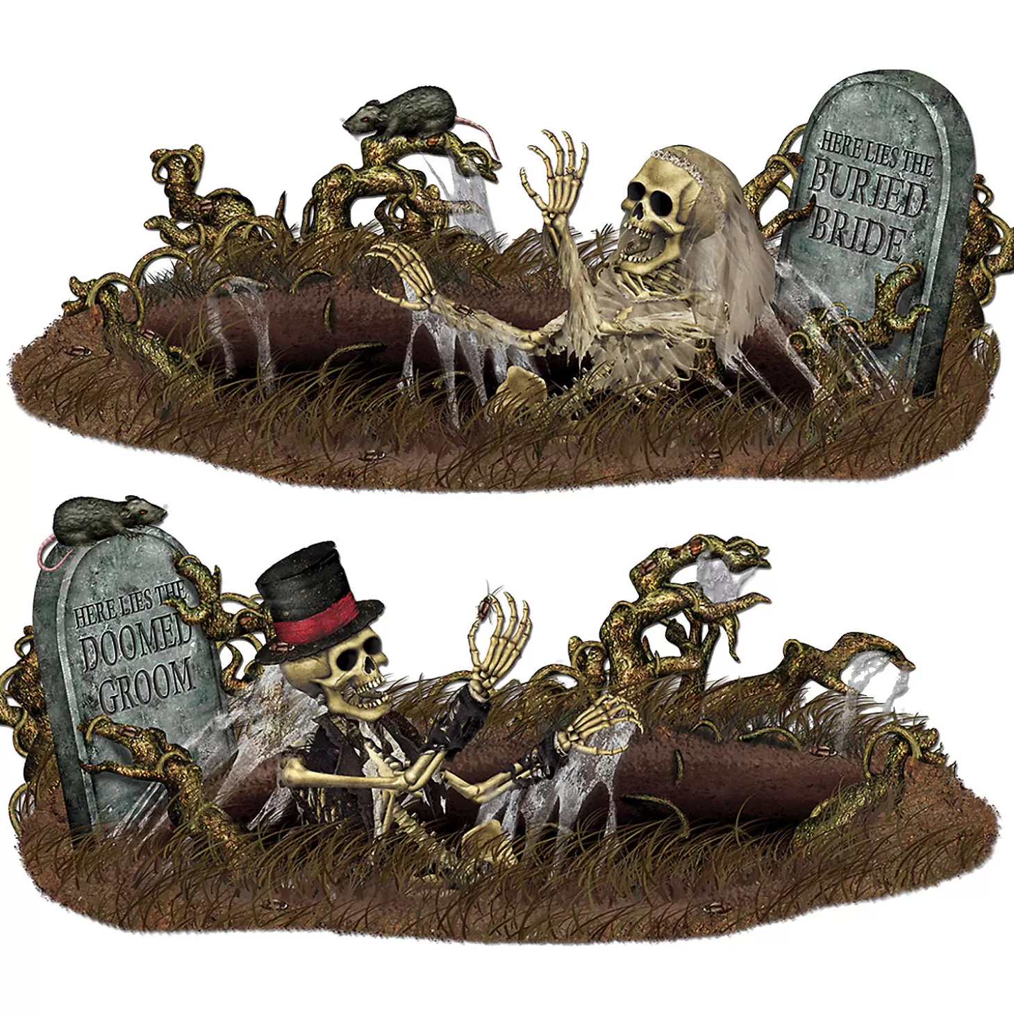 Clearance Plastic Cut-Out Bride And Groom Wall Decoration Skulls & Skeletons