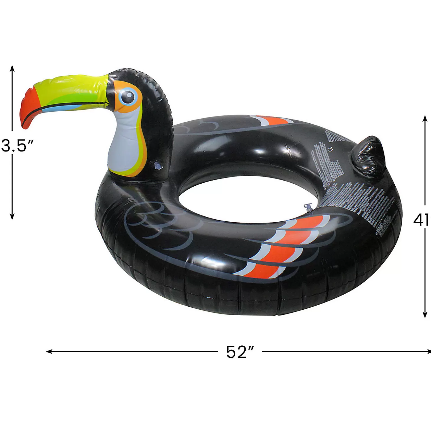 Hot Pool Central 52" Inflatable Black And Yellow Giant Toucan Pool Ring Float Water Toys