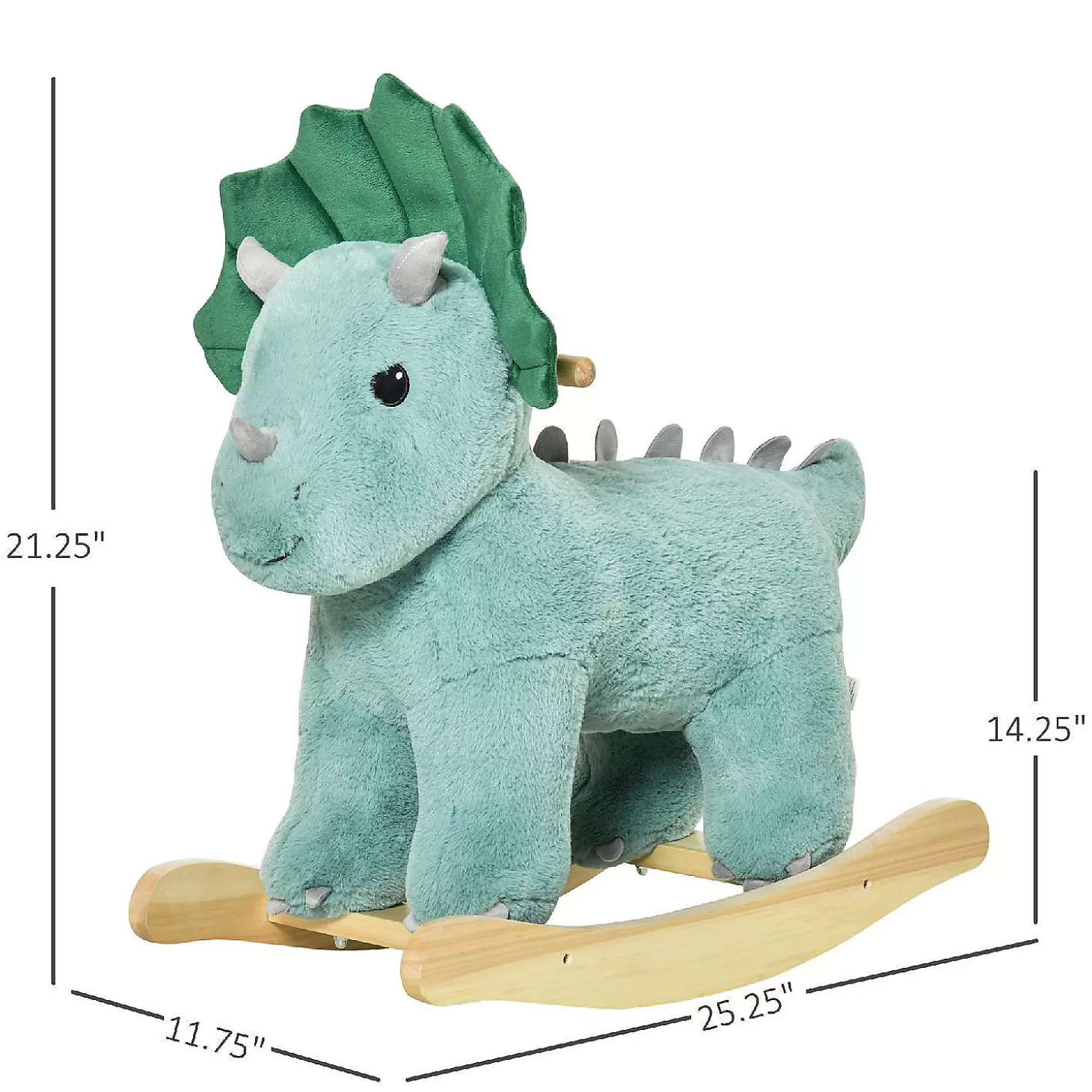 Cheap Qaba Kids Plush Ride On Rocking Horse Triceratops Shaped Plush Toy Rocker With Realistic Sounds For Child 36 72 Months Dark Green Riding Toys