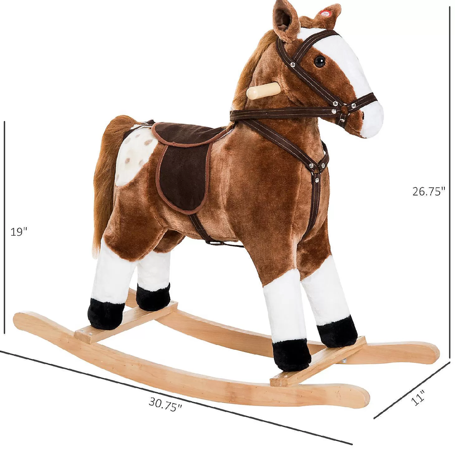 Outlet Qaba Kids Plush Toy Rocking Horse Pony Toddler Ride On Animal For Girls Pink Birthday Gifts With Realistic Sounds Brown Riding Toys