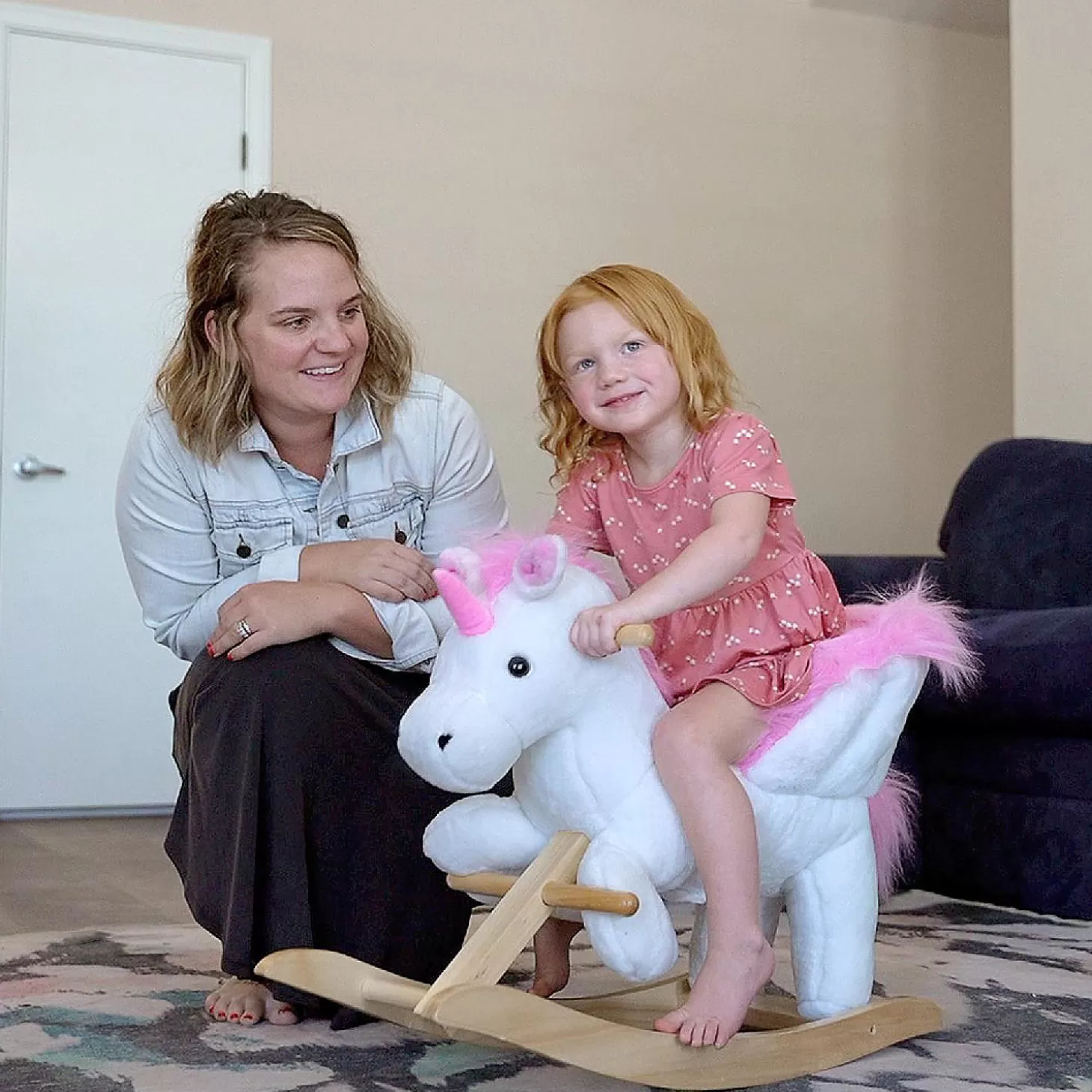 Clearance Qaba Kids Rocking Horse Plush Unicorn W/Lullby Song 18-36Mo Riding Toys