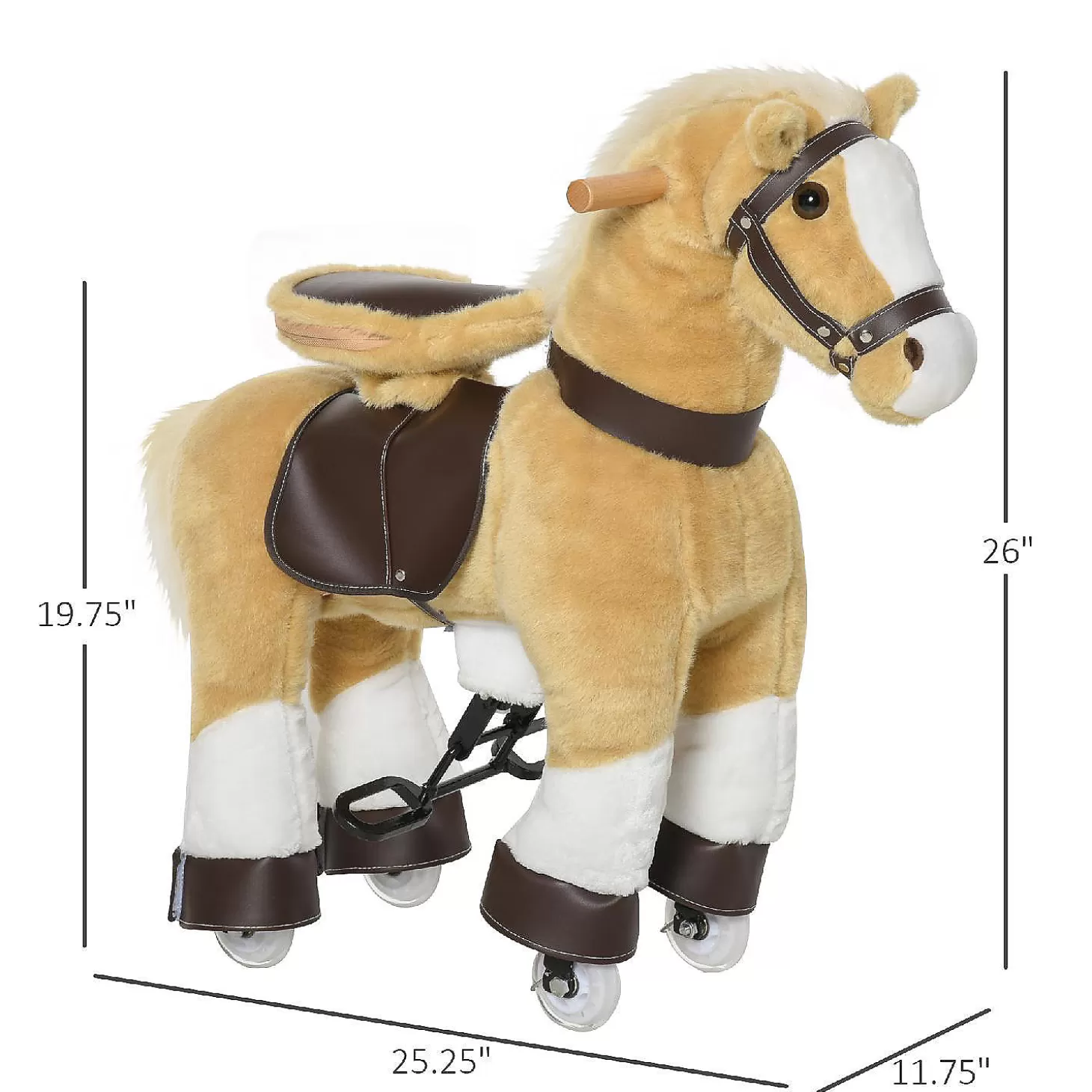 Hot Qaba Ride On Walking Rolling Kids Horse With Easy Rolling Wheels Soft Huggable Body And A Large Size For Kids 3 8 Years Riding Toys