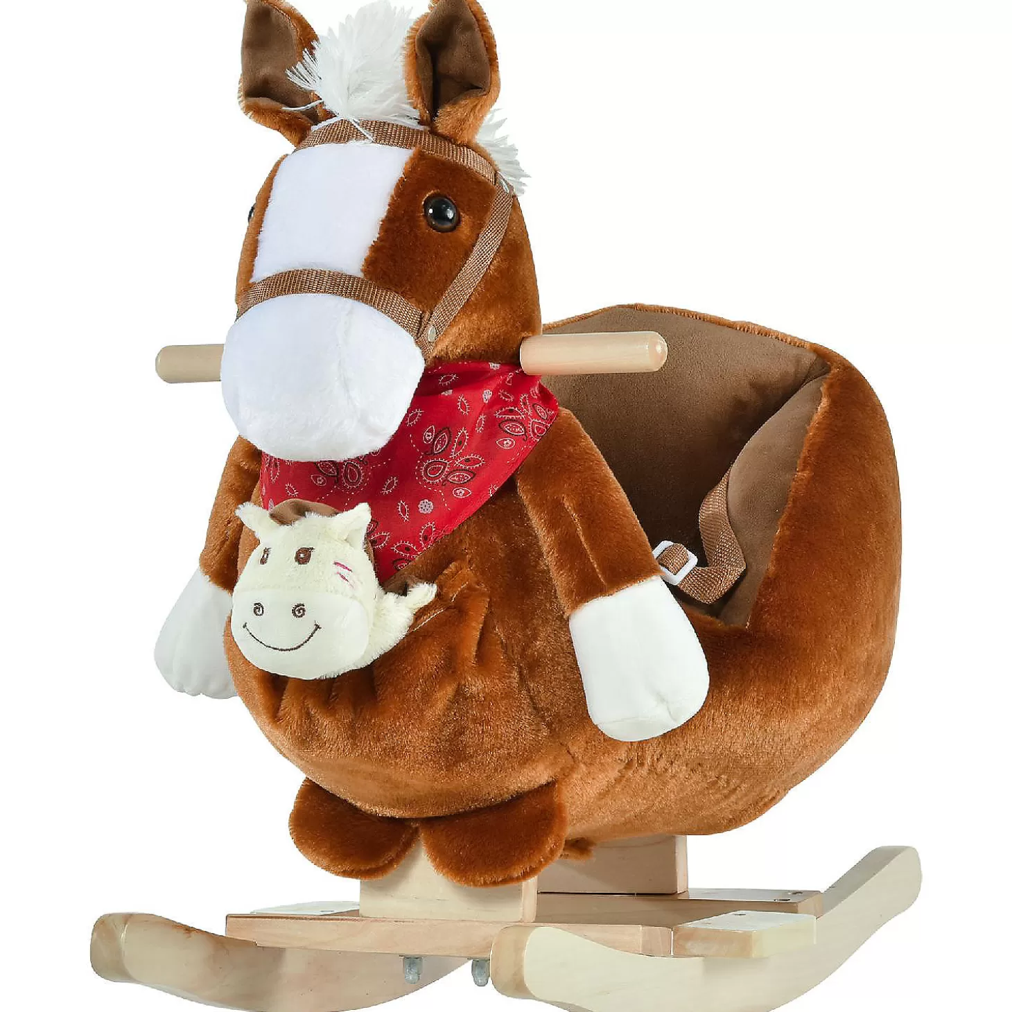 Best Qaba Rocking Horse Plush W/Music 18-36Mo Brown Riding Toys