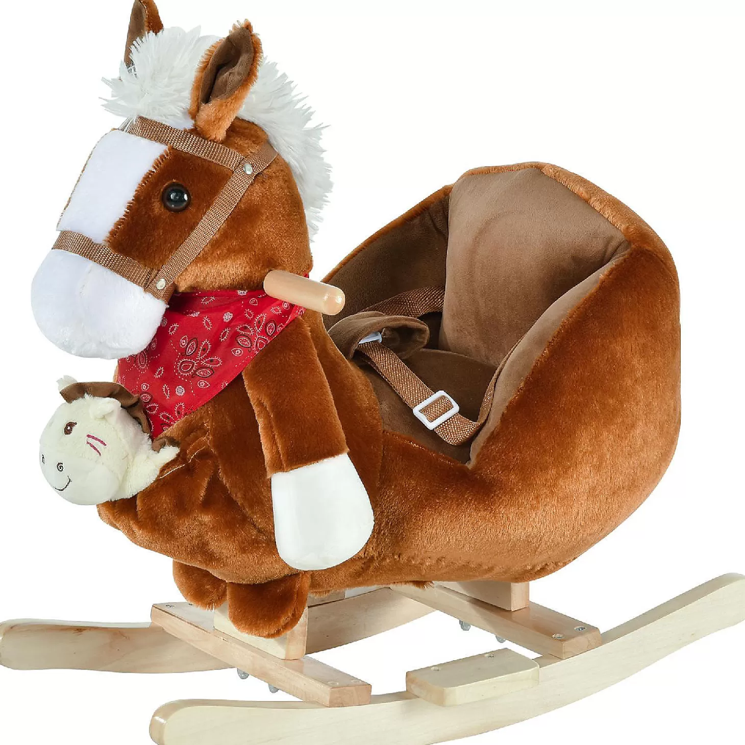 Best Qaba Rocking Horse Plush W/Music 18-36Mo Brown Riding Toys