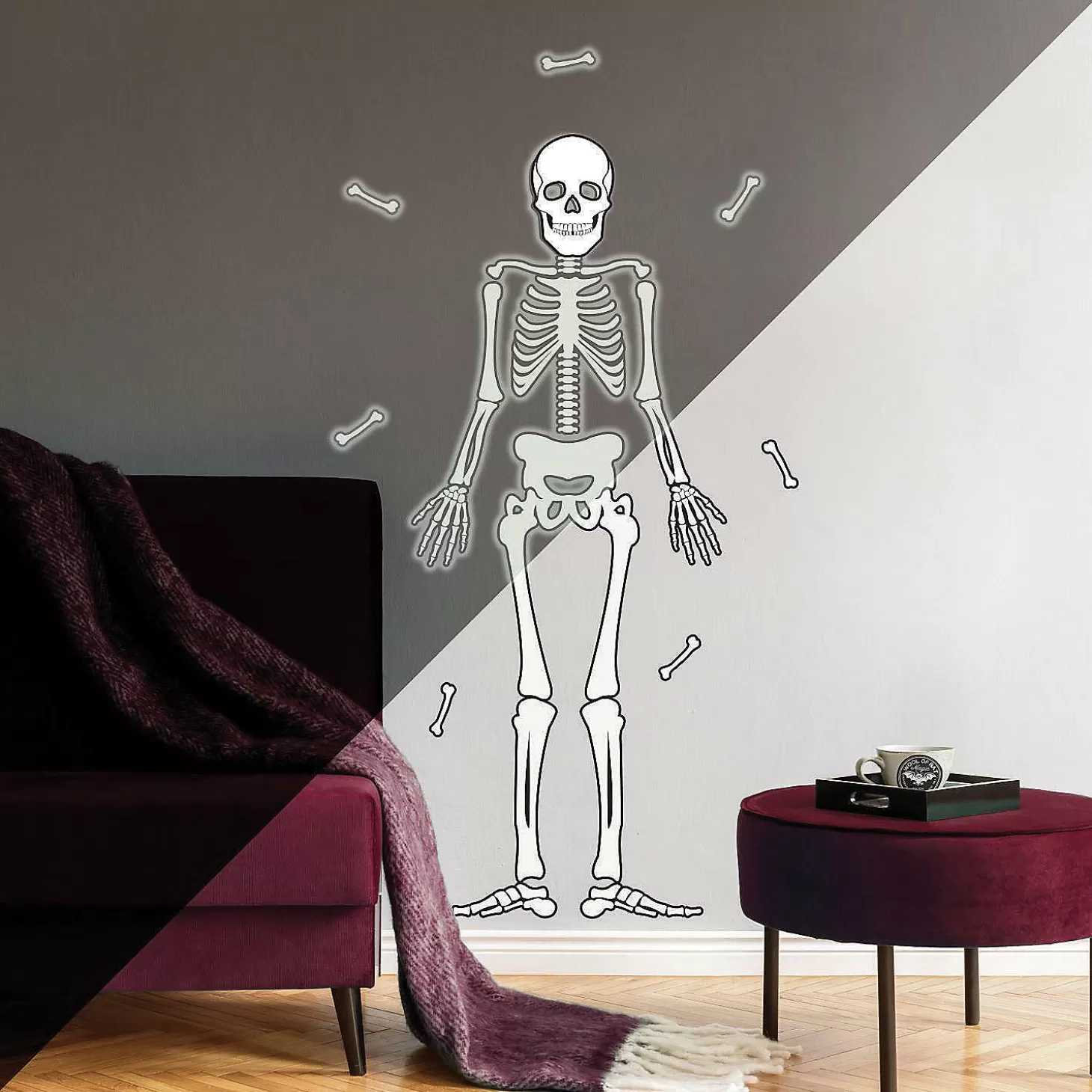 Cheap Roommates Skeleton Glow In The Dark Peel And Stick Giant Wall Decals Skulls & Skeletons