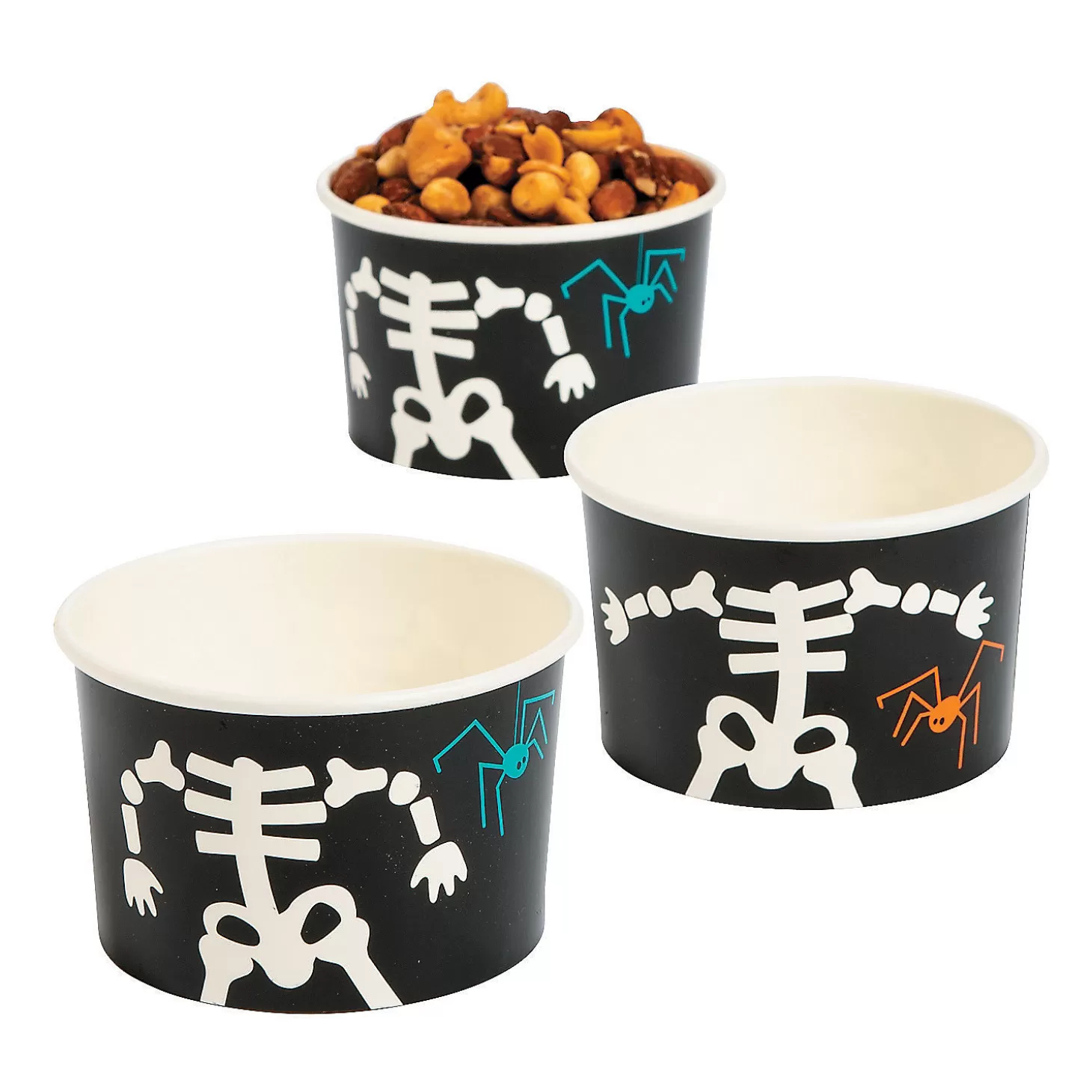 New Skeleton Disposable Paper Snack Cups - 25 Pc. Halloween Bags