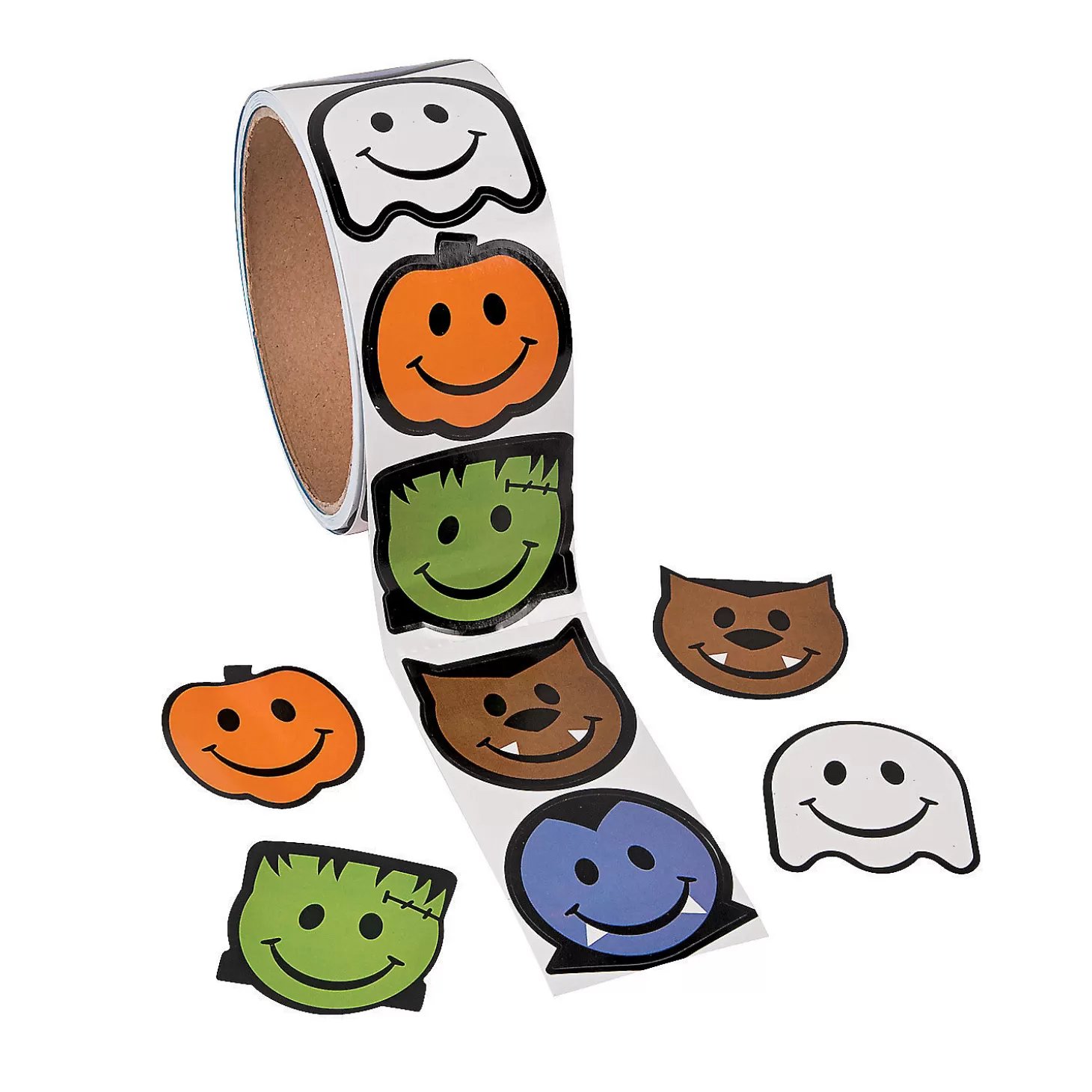 Cheap Smile Face Monster Sticker Roll - 100 Pc. Bulk Halloween Supplies