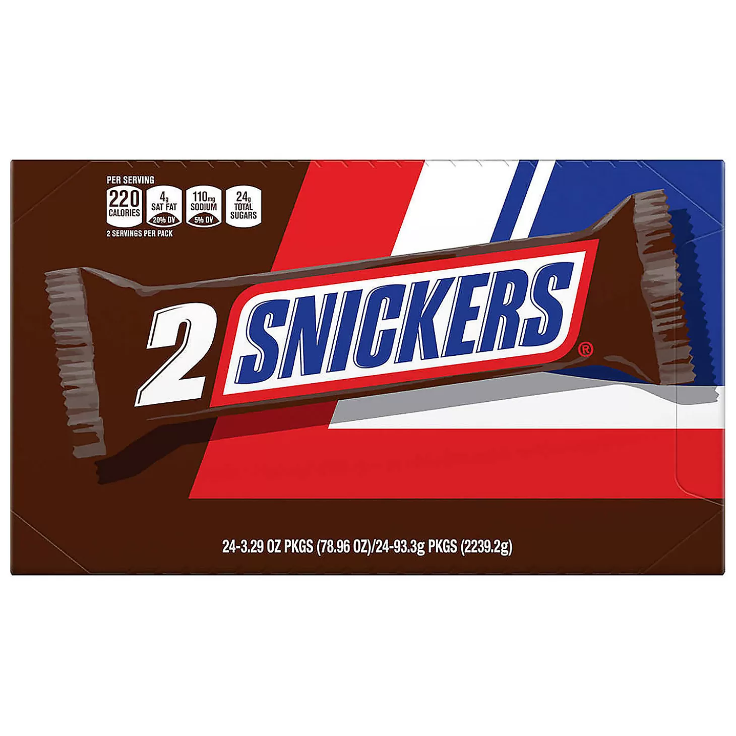 Best Snickers 2-To-Go Bars, 3.29 Oz, 24 Count Bulk Halloween Supplies