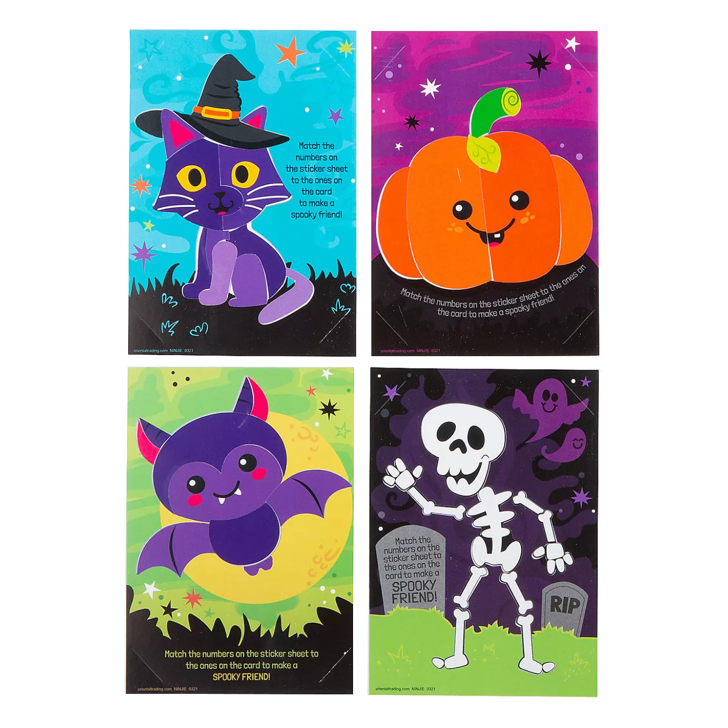 Sale Sticker By Number Halloween Cards - 24 Pc. Boo Bags