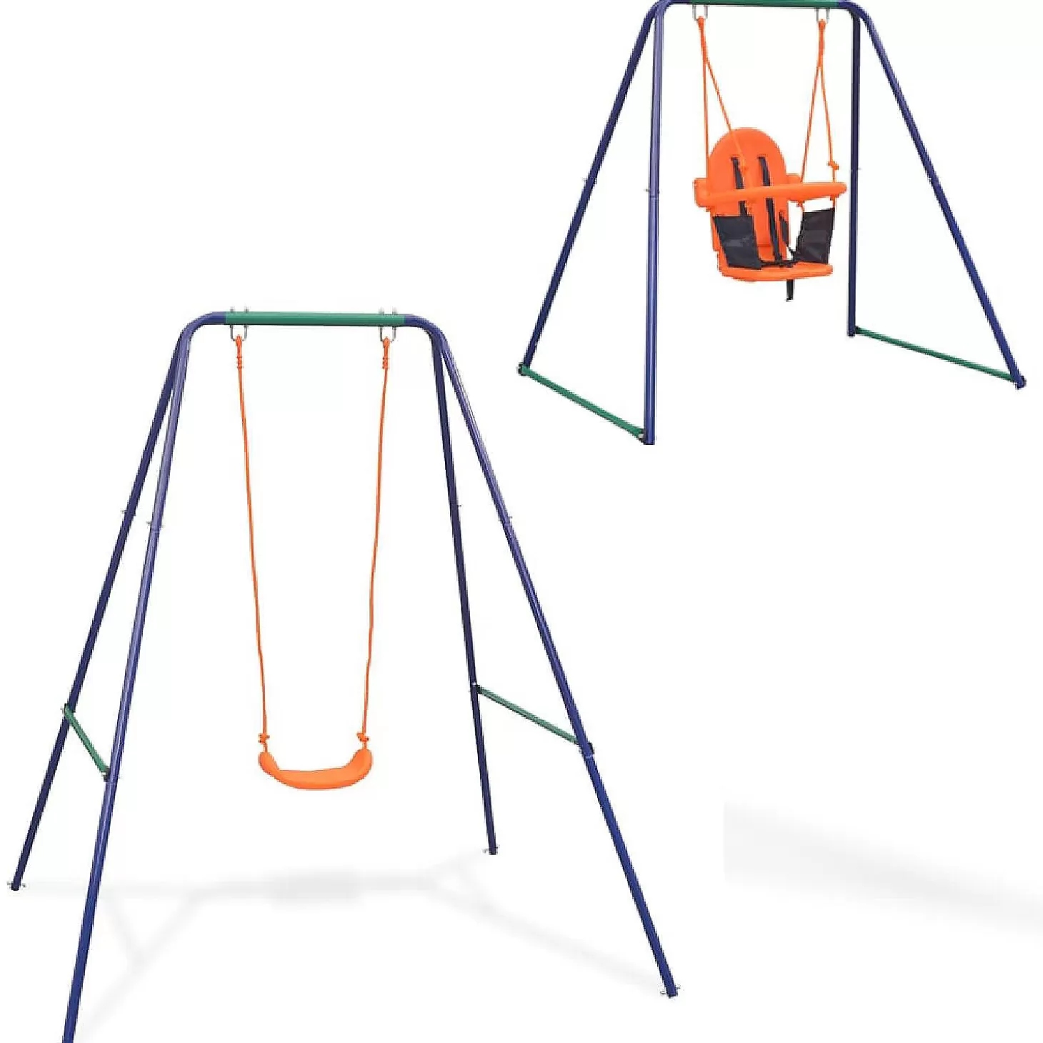 New Vidaxl 2-In-1 Single Swing And Toddler Swing Orange Riding Toys