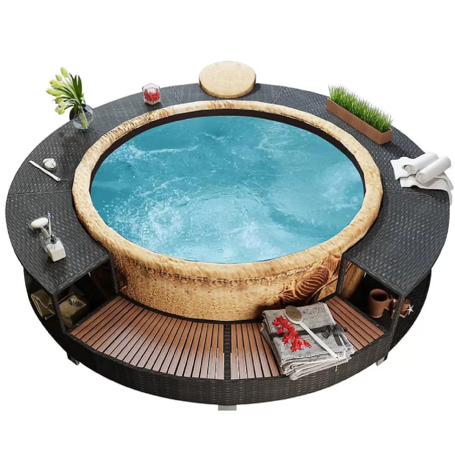 Store Vidaxl Black Poly Rattan Spa Surround Water Toys