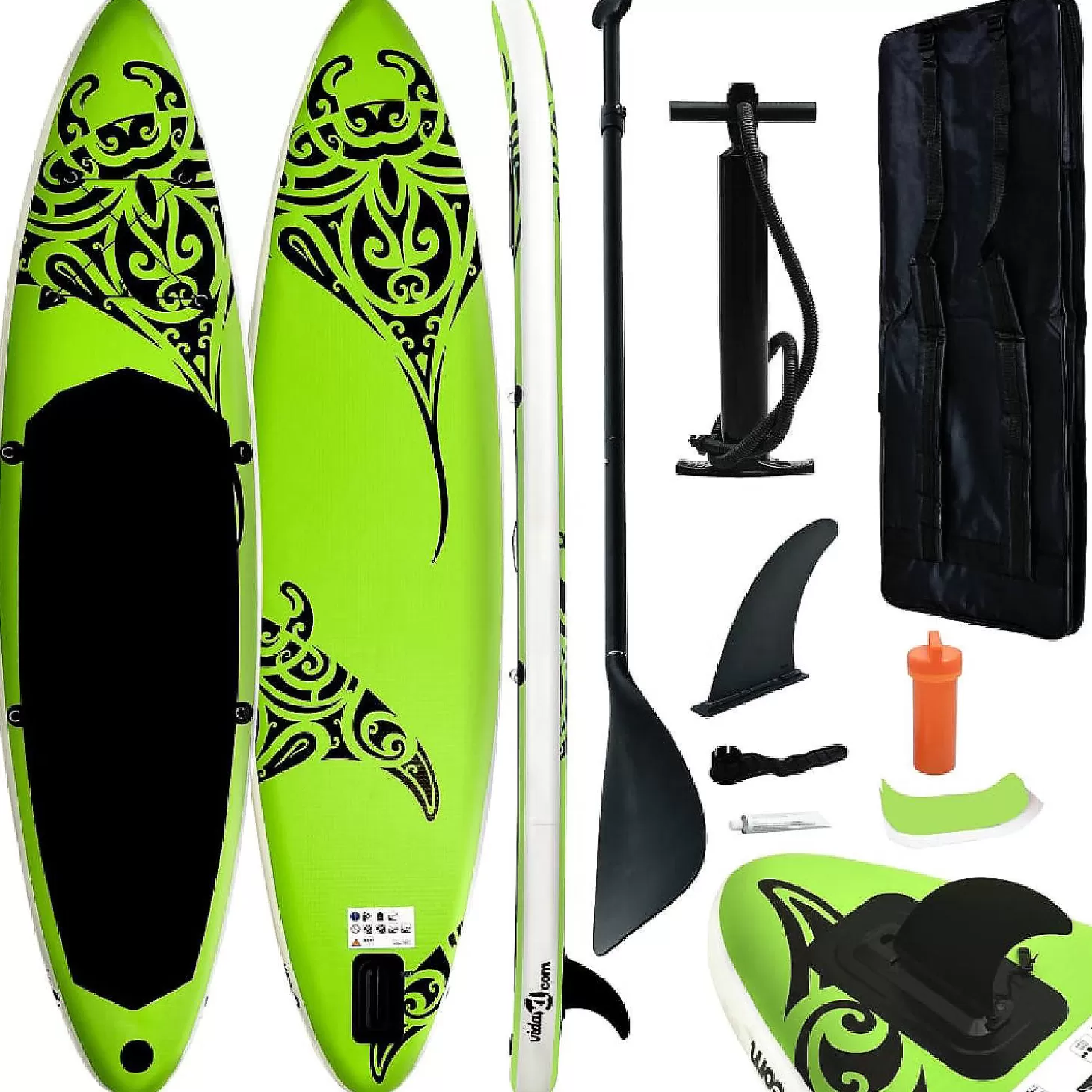 New Vidaxl Inflatable Stand Up Paddleboard Set 120.1"X29.9"X5.9" Green Water Toys