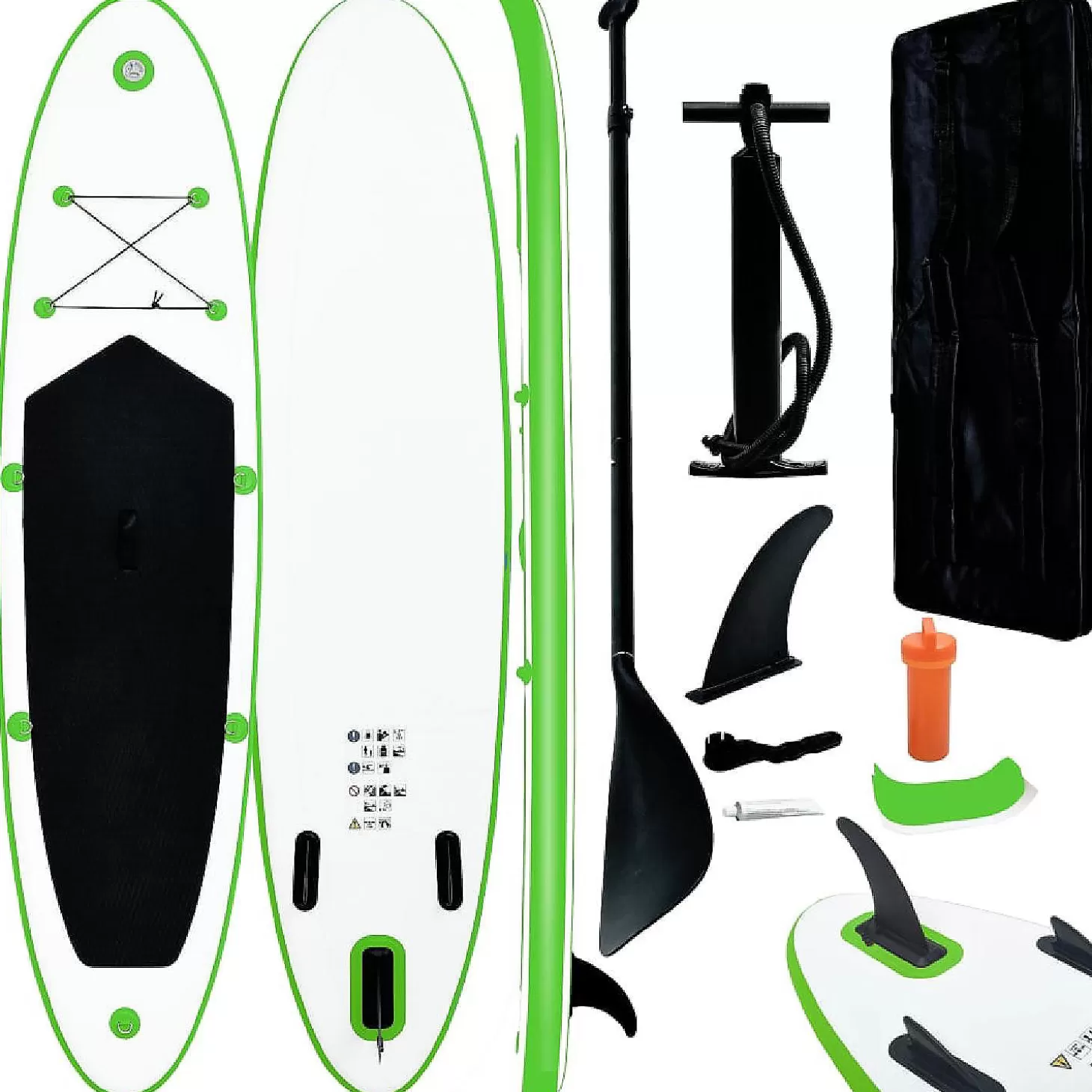 Shop Vidaxl Inflatable Stand Up Paddleboard Set Green And White Paddleboard Water Toys