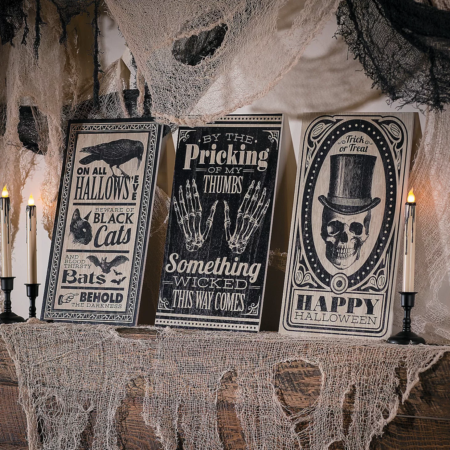 Discount Vintage Vertical Signs Halloween Decorations Skulls & Skeletons